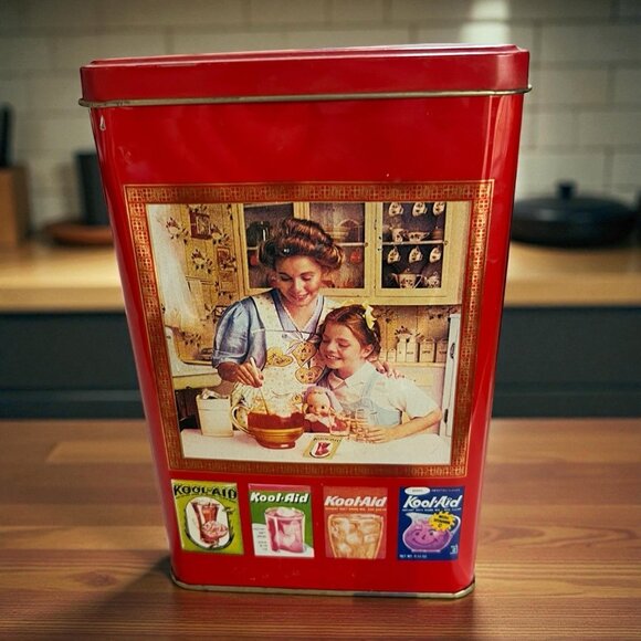 Vintage Kool-Aid Metal Tin Can Container Collectable Canister Empty - Picture 5 of 6